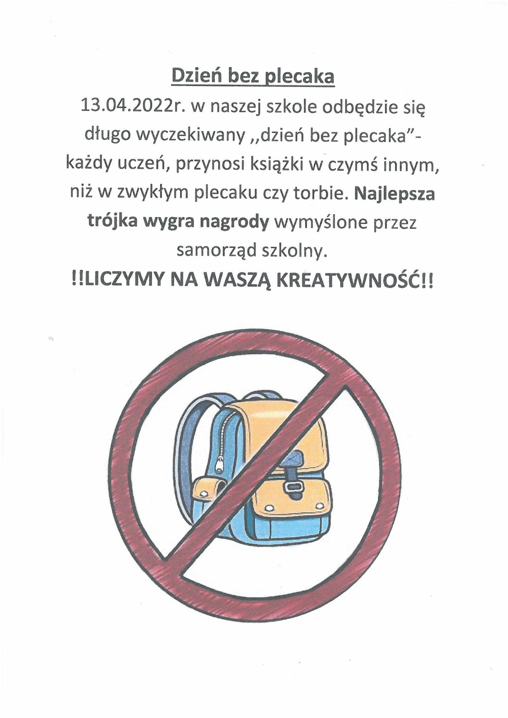 Dzień bez plecaka